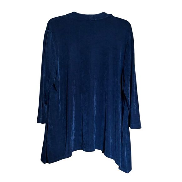 Chicos Travelers Cardigan Womens XL 3 Blue Open Slinky Asymmetrical Open Sweater - Picture 6 of 9